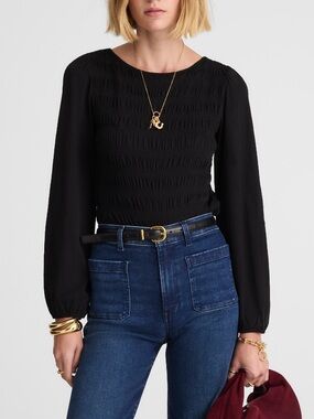 Madewell Smocked Boatneck Top